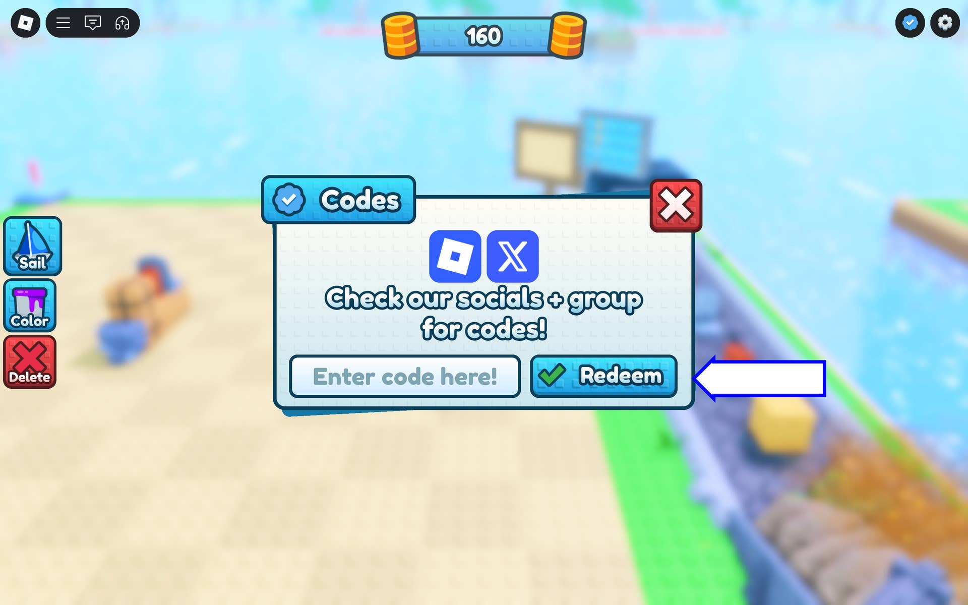 Code input interface in Make a Boat