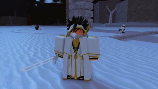 Type Soul unequaled unrivaled - character in a white and gold suit with a sword