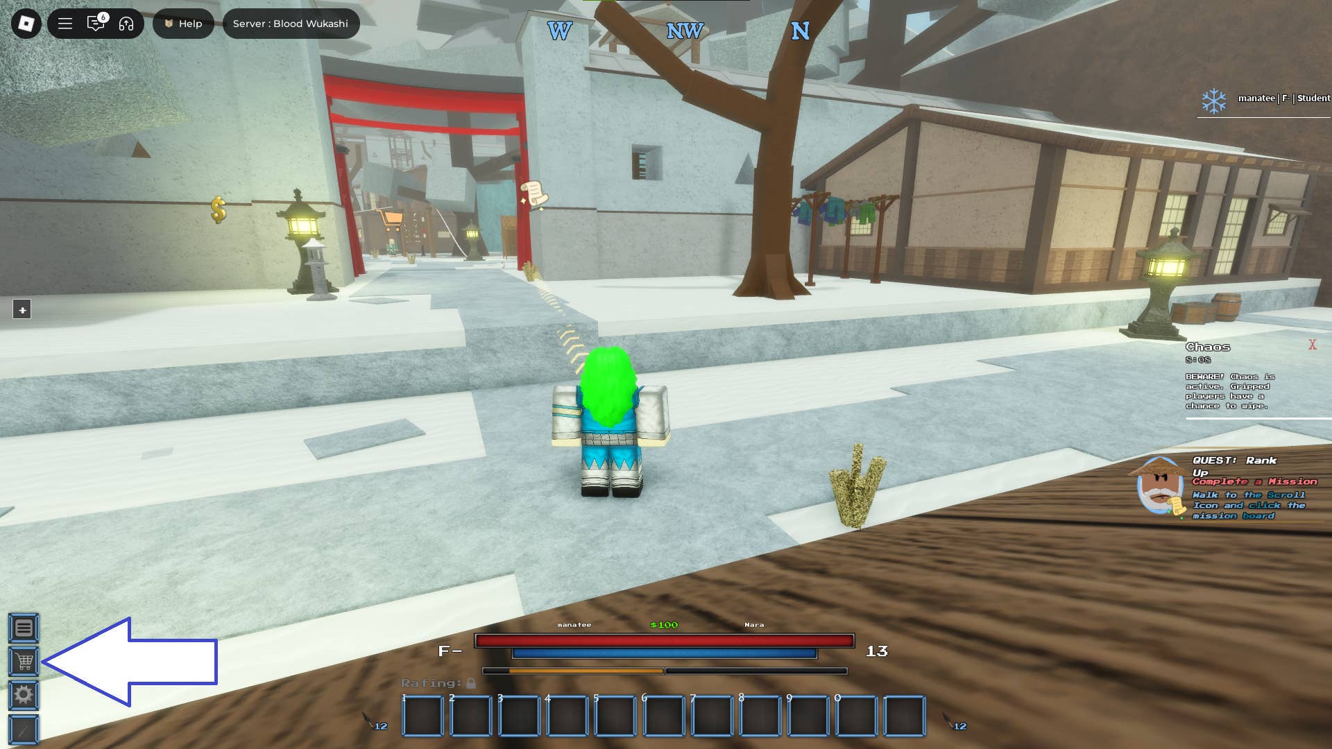 Game interface displaying the store entrance