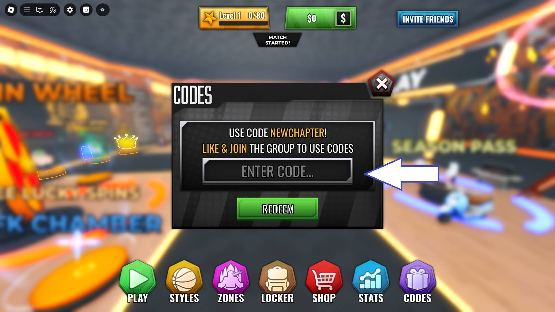 Visual guide to entering redemption codes
