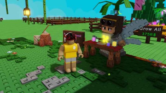 A Player standing near a Fairy in Grow A Garden