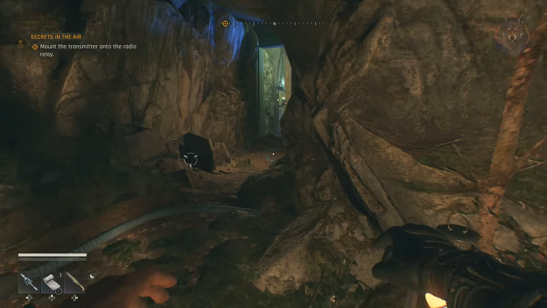 Navigation path through flooded cavern