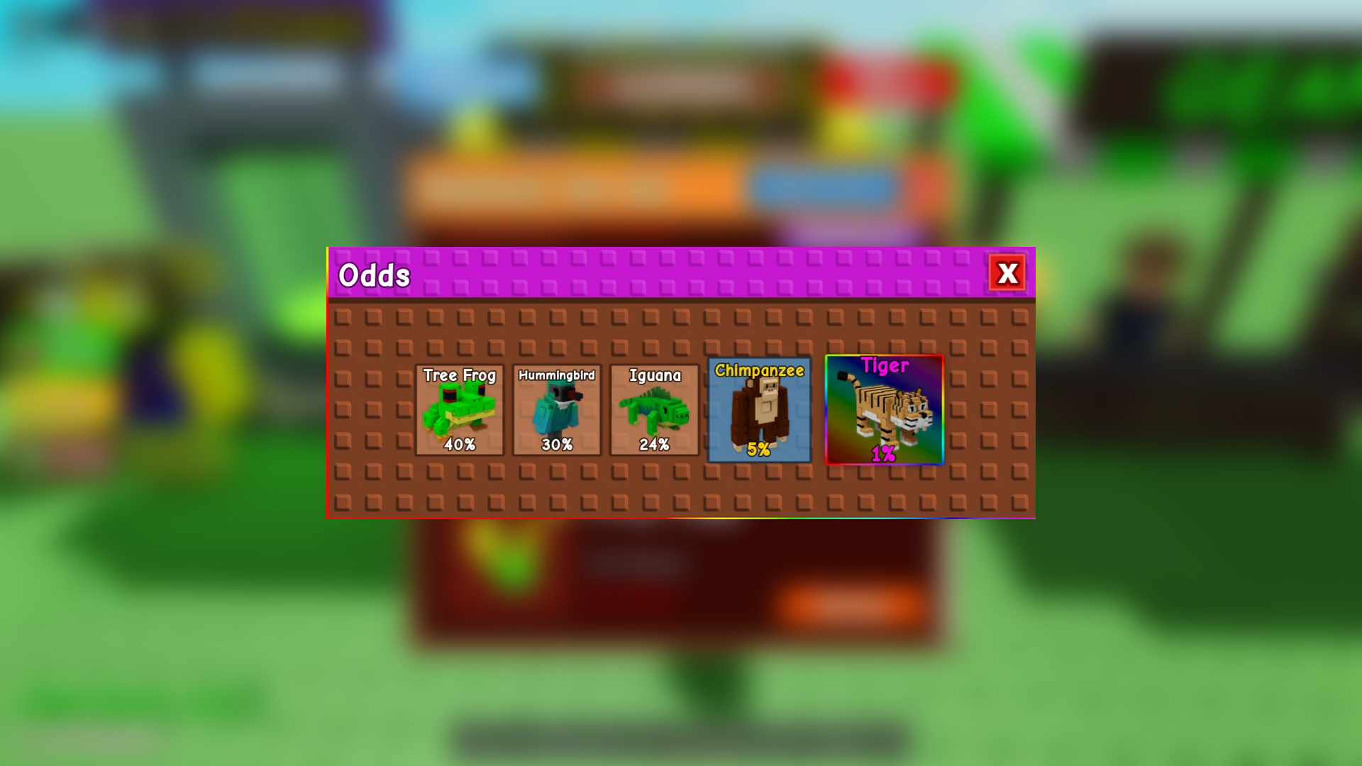Jungle Egg probability rates (Source: Roblox Corporation)