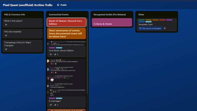 Pixel Quest Wiki, Trello & Discord Links
