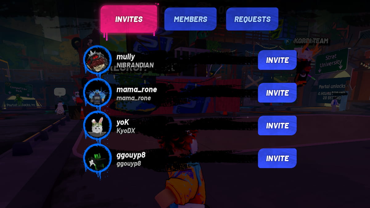 Invitation interface