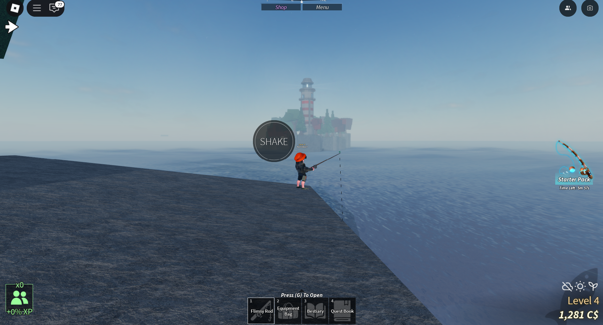 Fishing in Fisch (Image via Roblox Corporation)