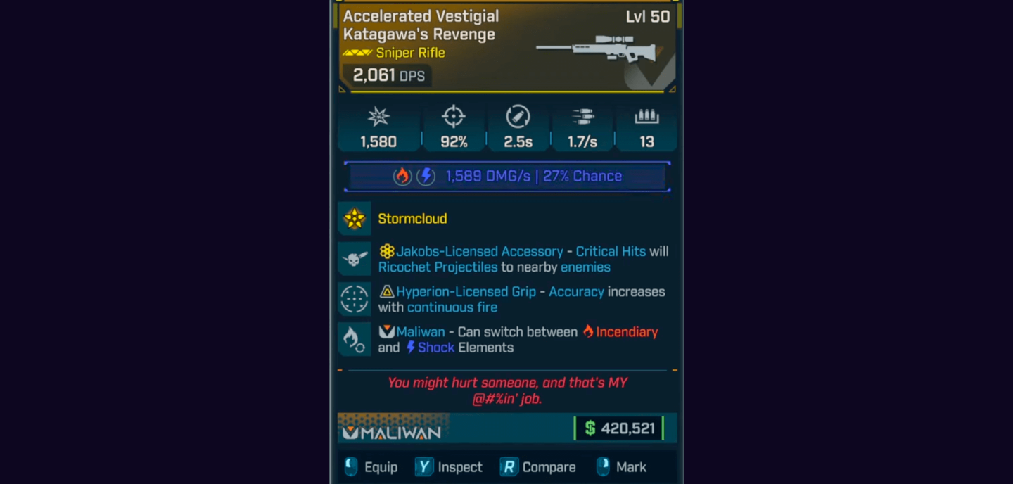 Stats of Katagawa's Revenge (Image via 2K)