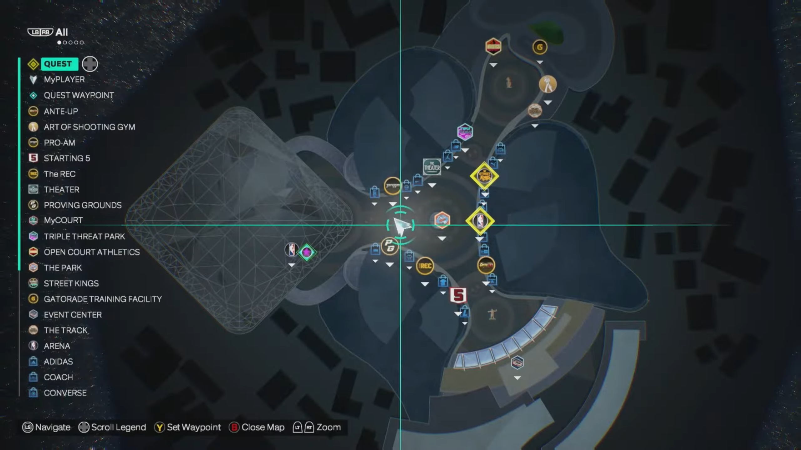 Navigate to The Track via MyCareer's City Mode (Image via 2K Games)