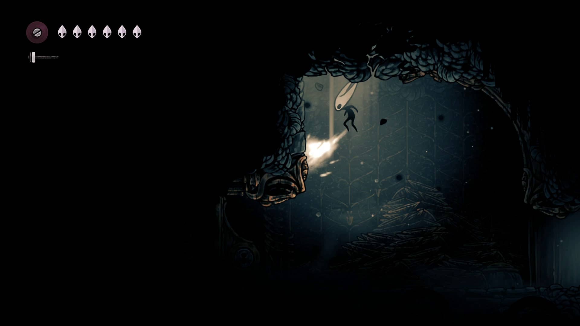 Protagonist accesses vertical passage in detention block