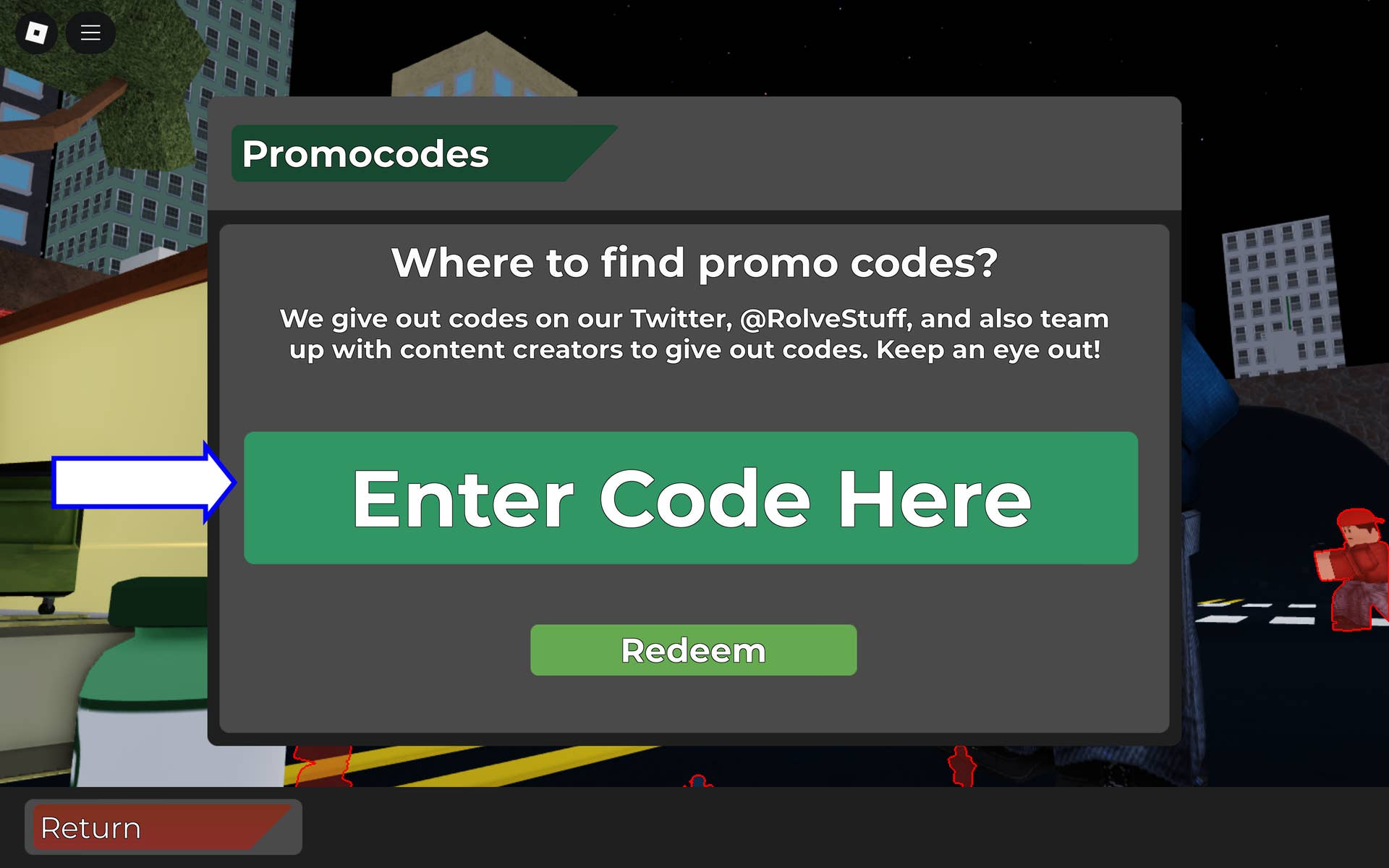 Arsenal code input screen