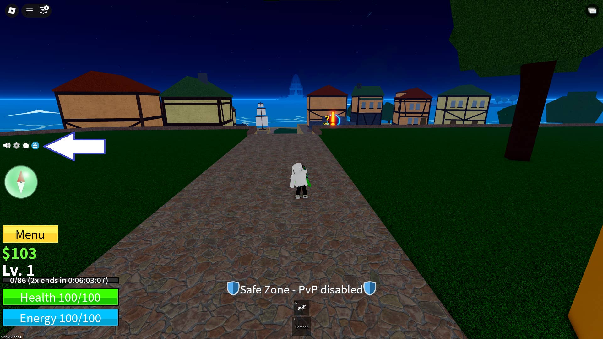 Game interface demonstrating reward redemption location