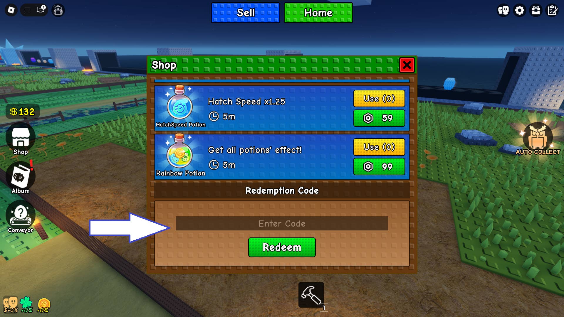 Illustration of code redemption interface