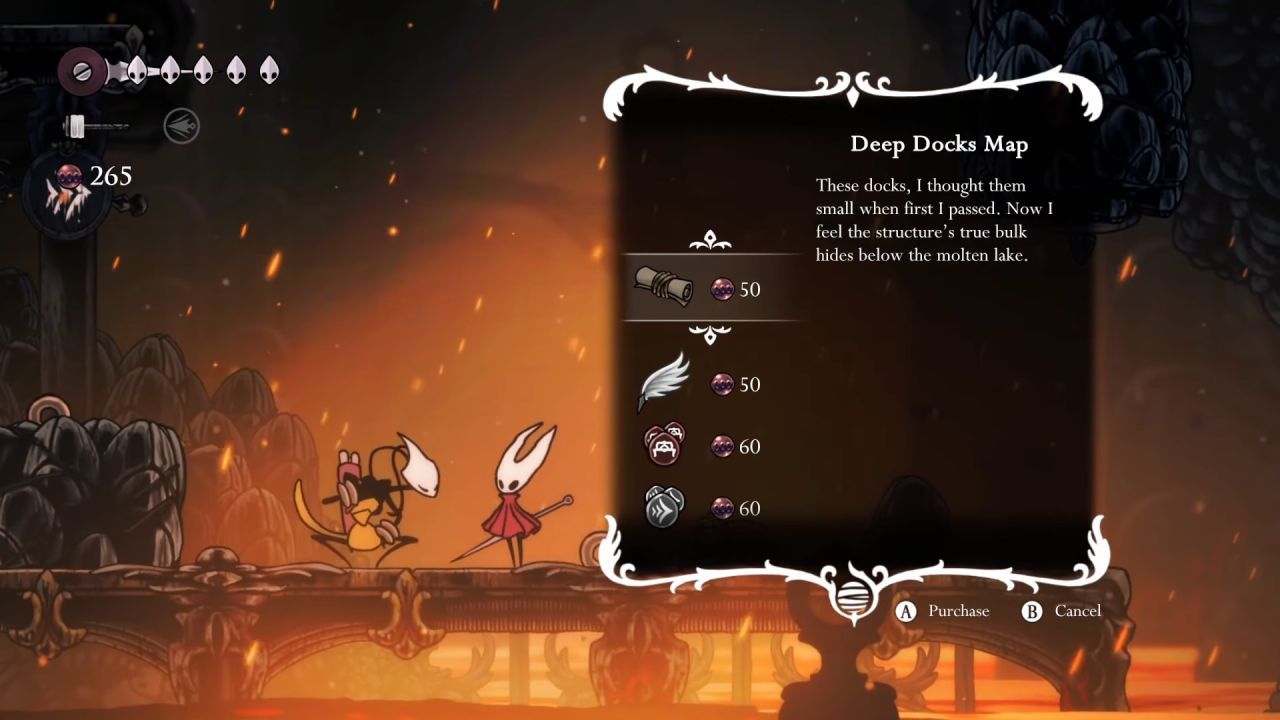Hollow Knight: Silksong, Guide, All Important Items, Currency, Trade Items, Deep Docks Map, Merchant