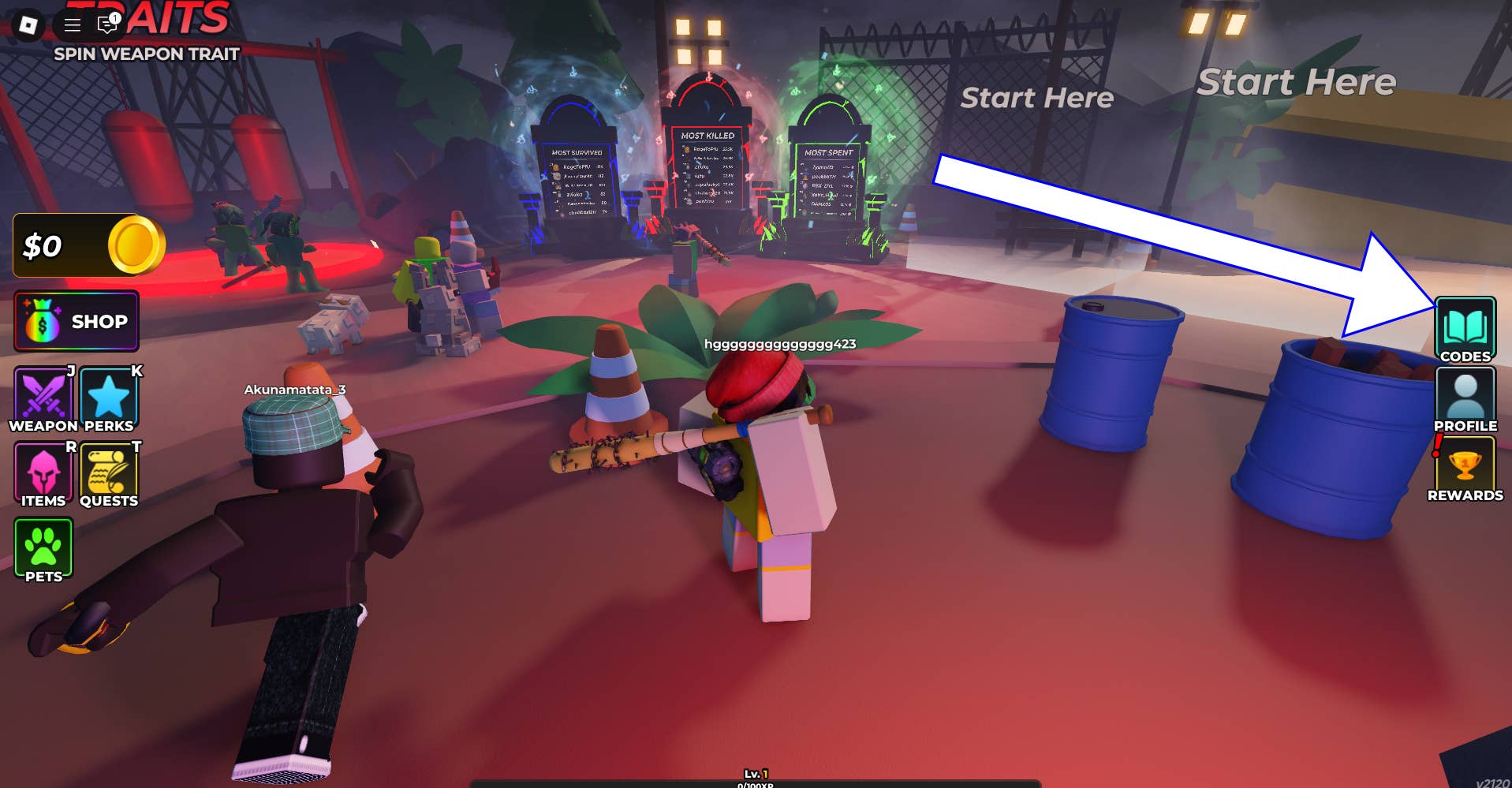 Codes interface location