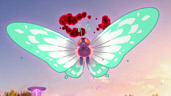 The pokémon butterfree's gigantamax form in the sky