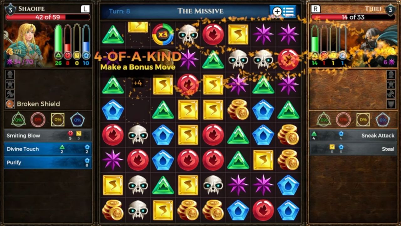Puzzle Quest: Immortal, PC, Gameplay, Elementalist Spells, Tier List & Best Build Tips, Screenshot