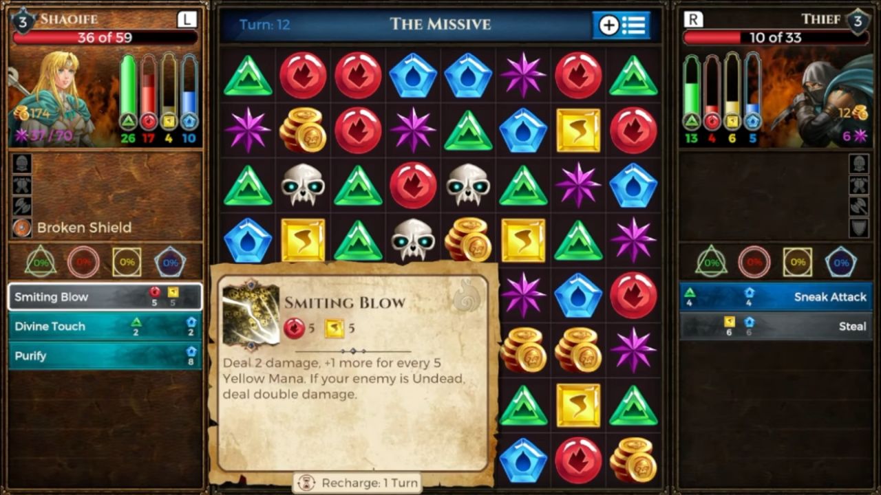 Puzzle Quest: Immortal, PC, Gameplay, Elementalist Spells, Tier List & Best Build Tips, Screenshot