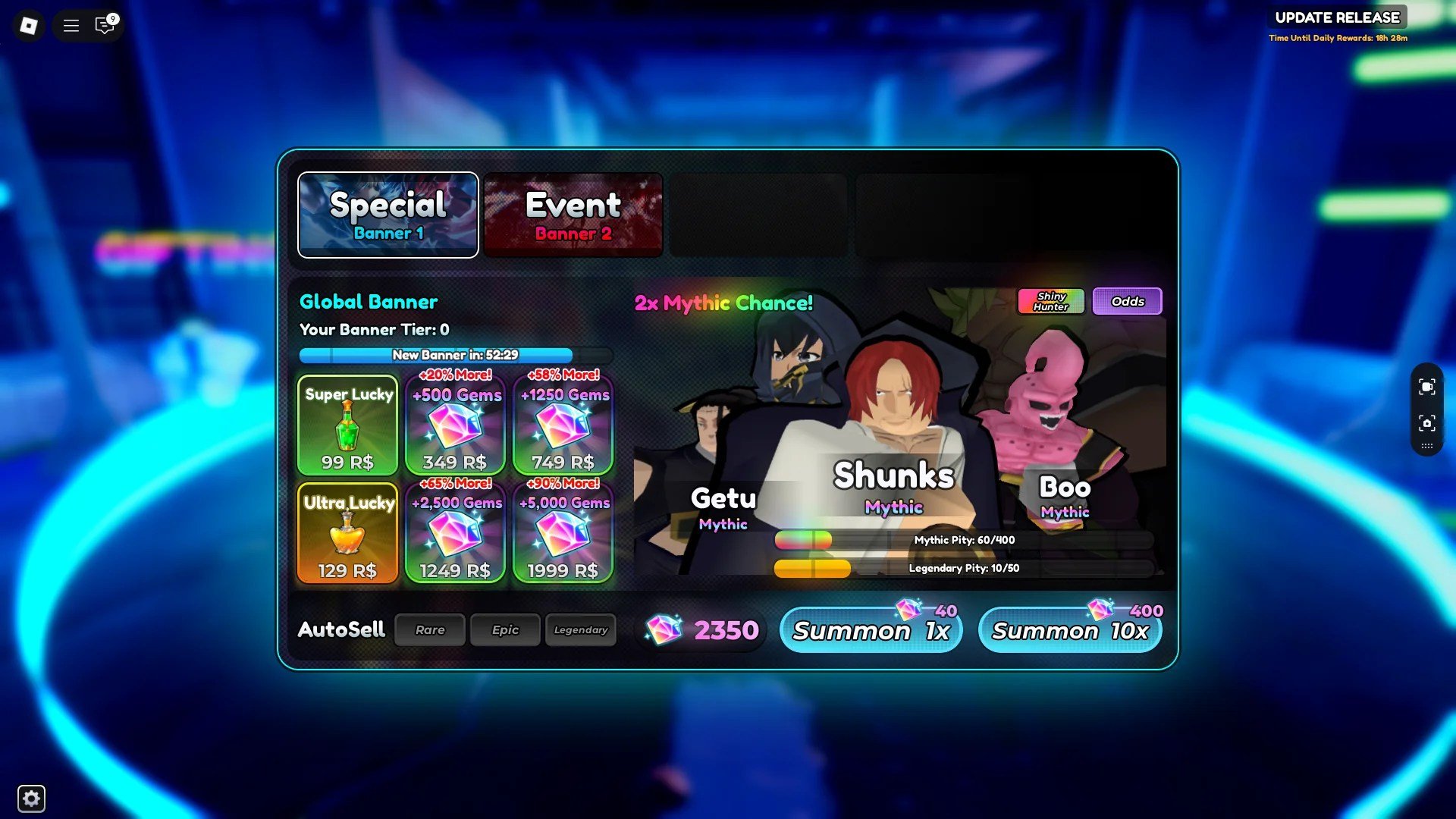 Summon interface preview