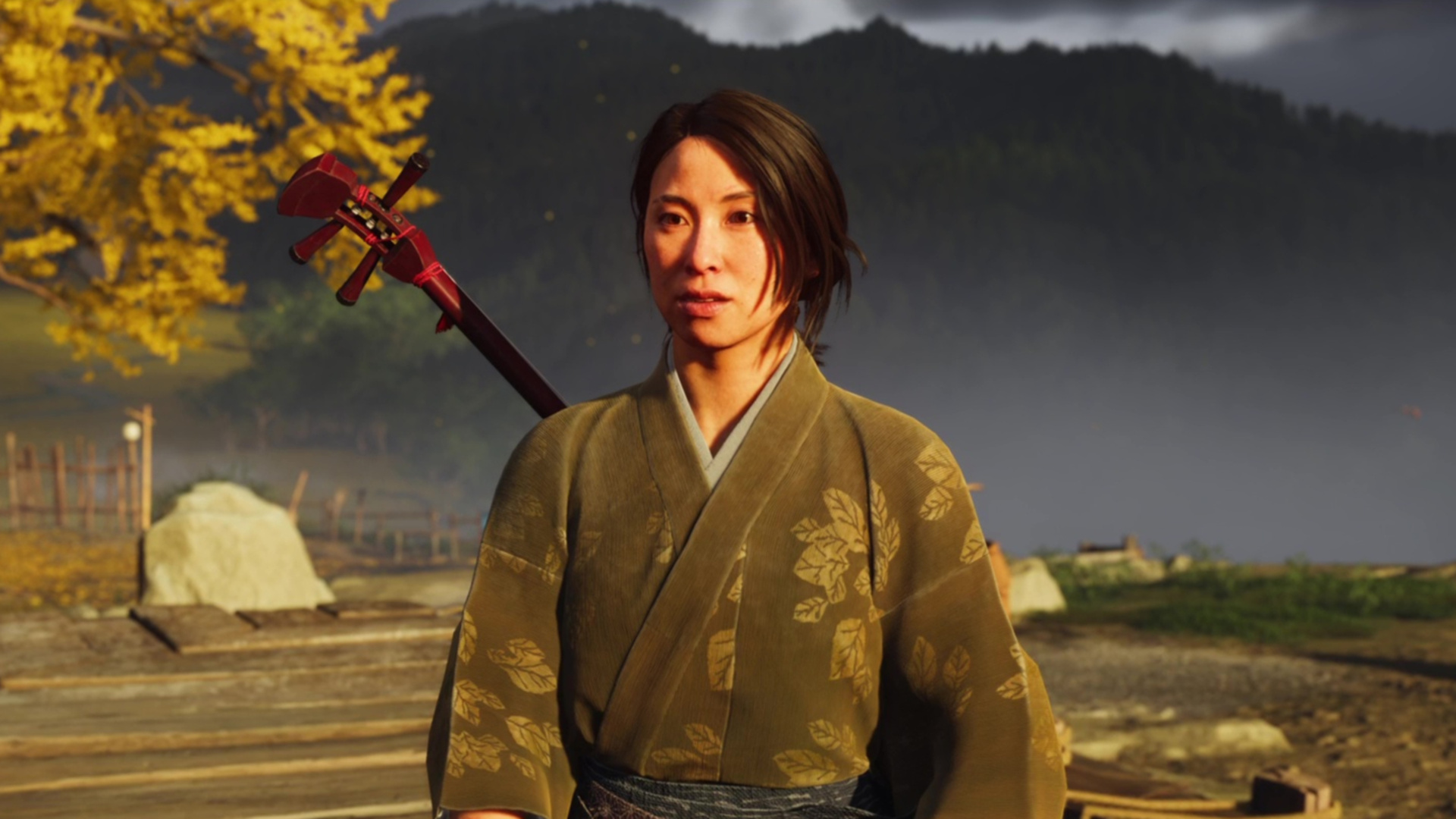 Ginji awaits at the Oyobe River crossing point. (Image via Sony Interactive Entertainment)