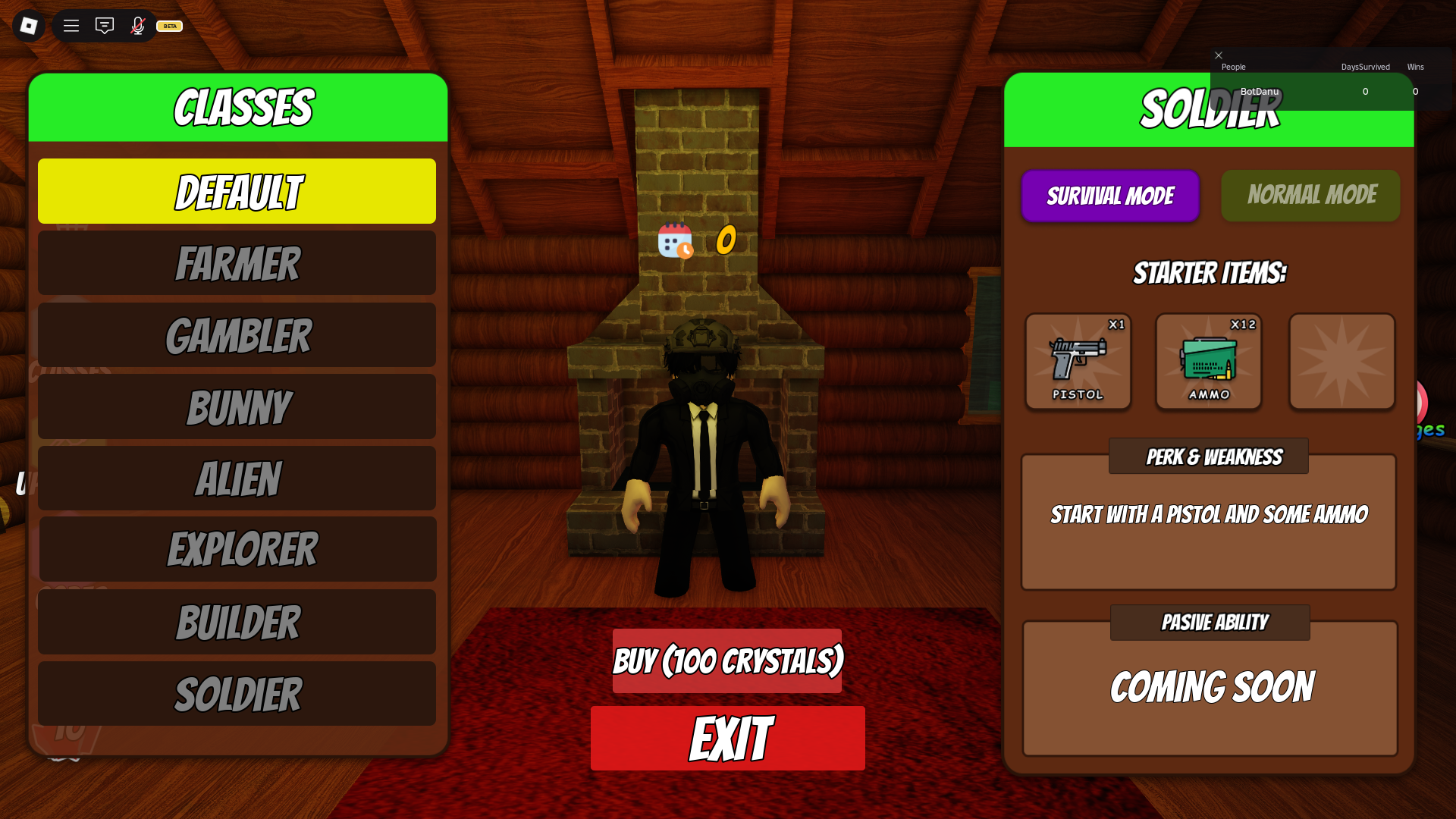 Class selection screen (Source: Roblox)