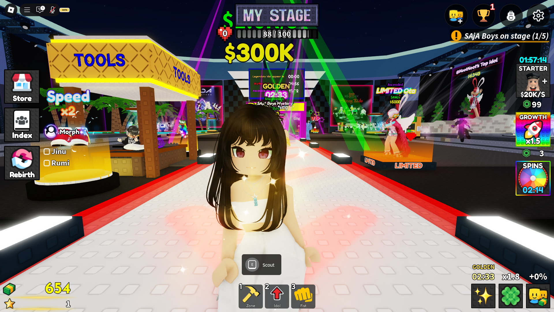 Idol management screen (Image via Roblox)