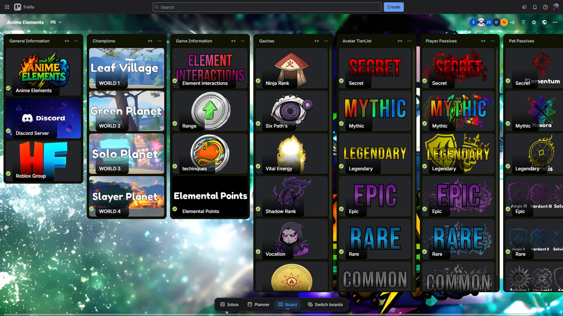 Game encyclopedia interface (Visual via Trello)
