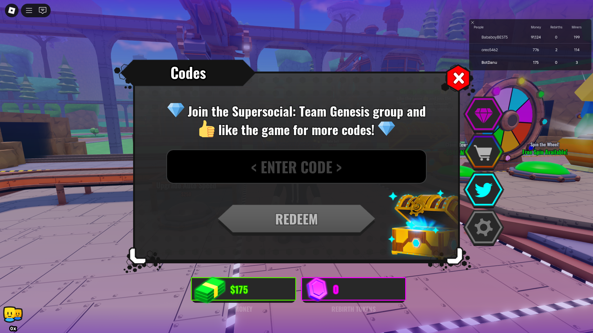 Redeeming codes (Image via Roblox Corporation)