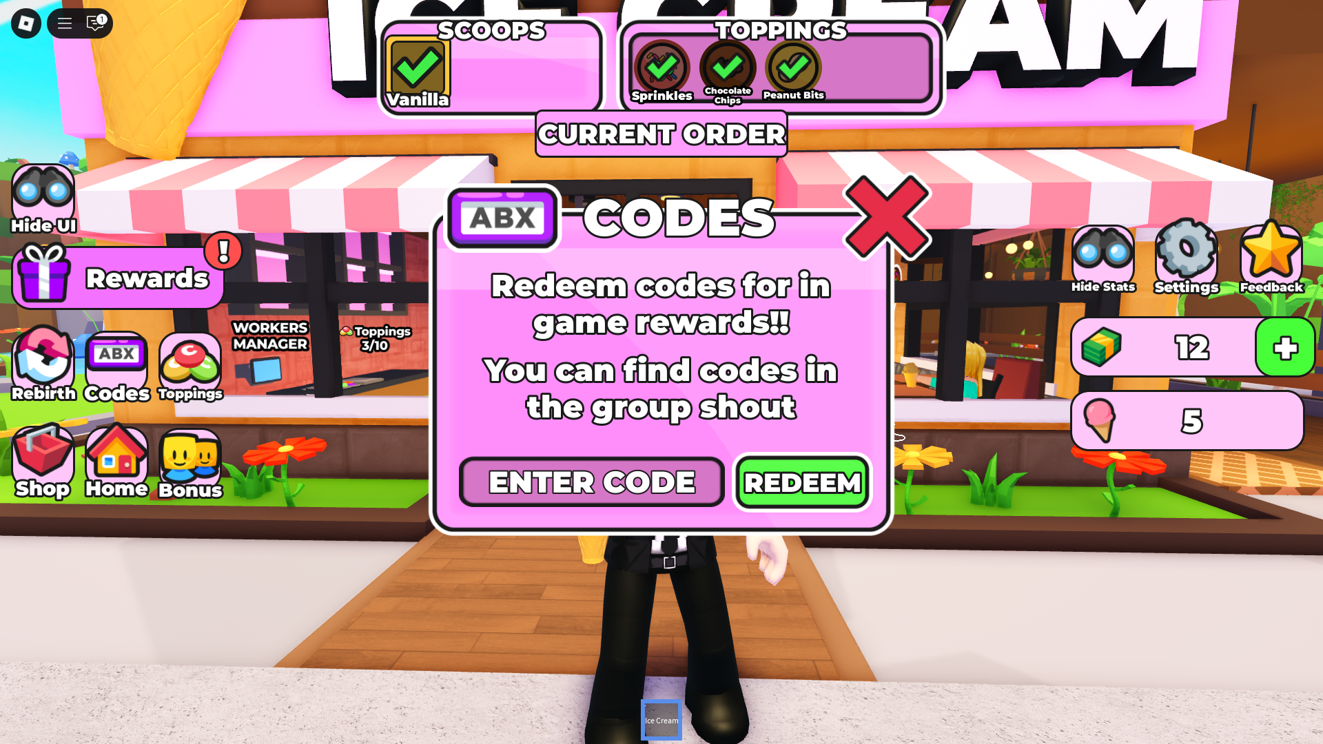 Redemption interface (Image via Roblox Corporation)