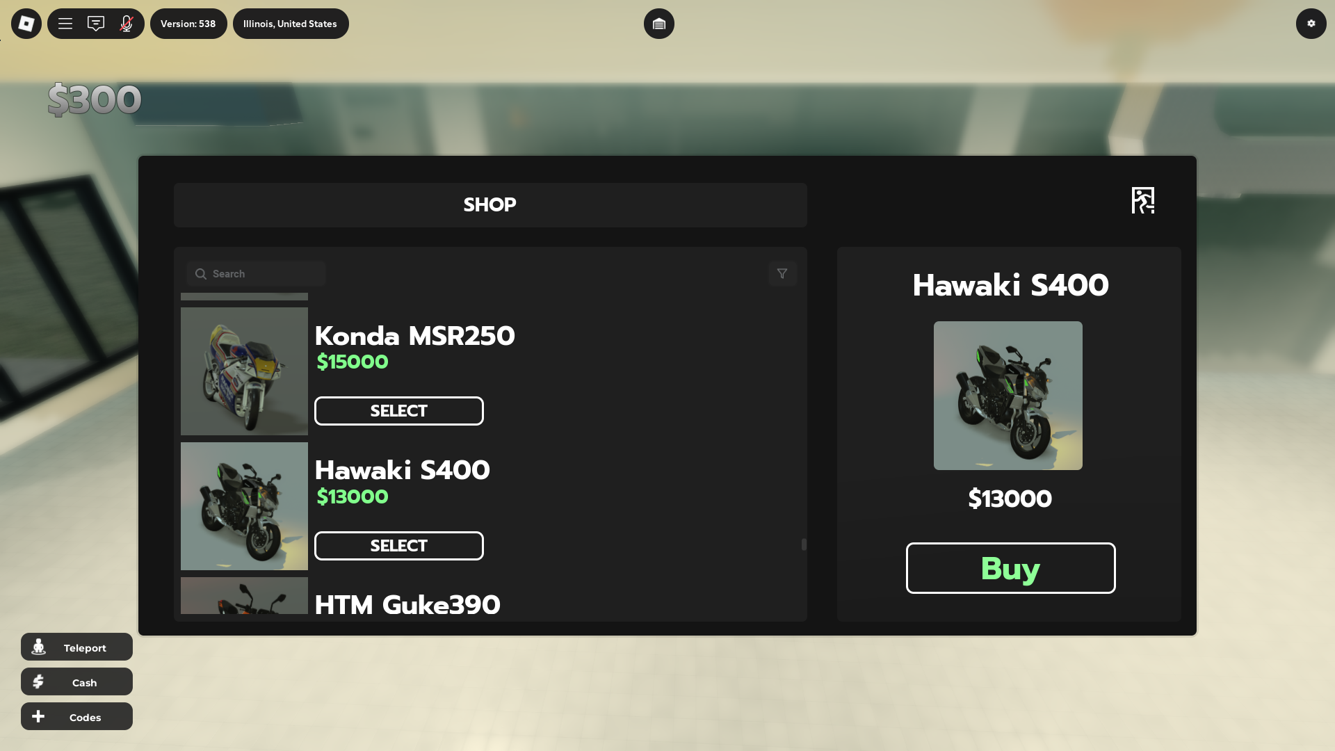 Buying new bikes (Image via Roblox Corporation)