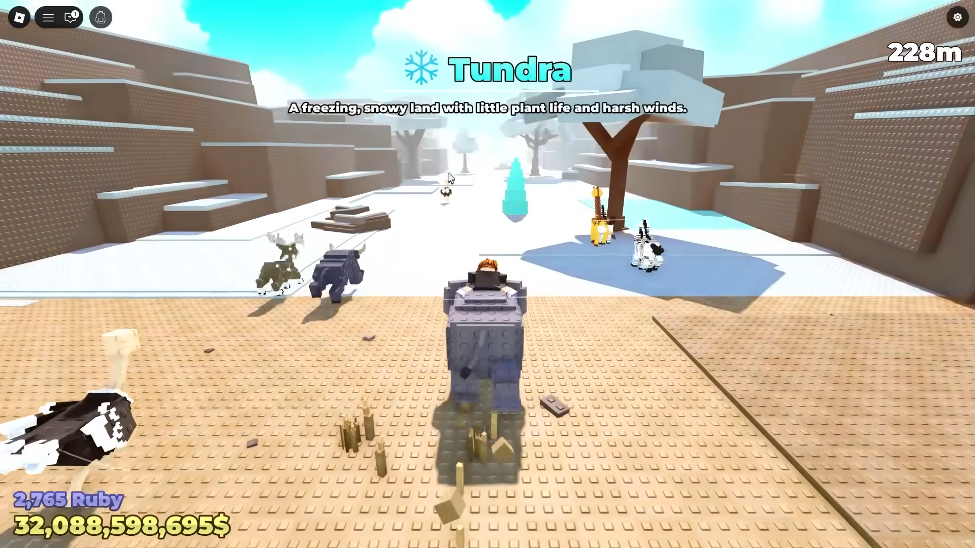 Riding Elephants in Tundra (Image via Roblox Corporation)