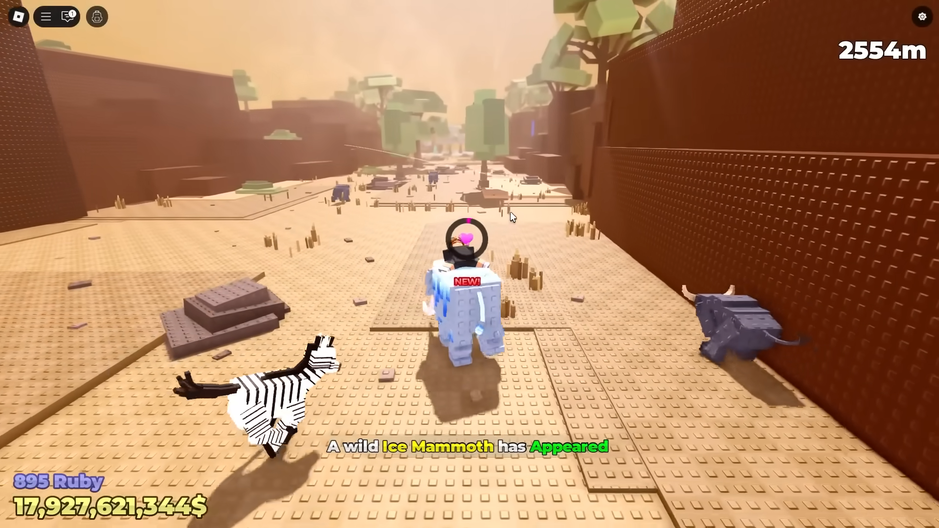 Taming Ice Mammoth (Image via Roblox Corporation)