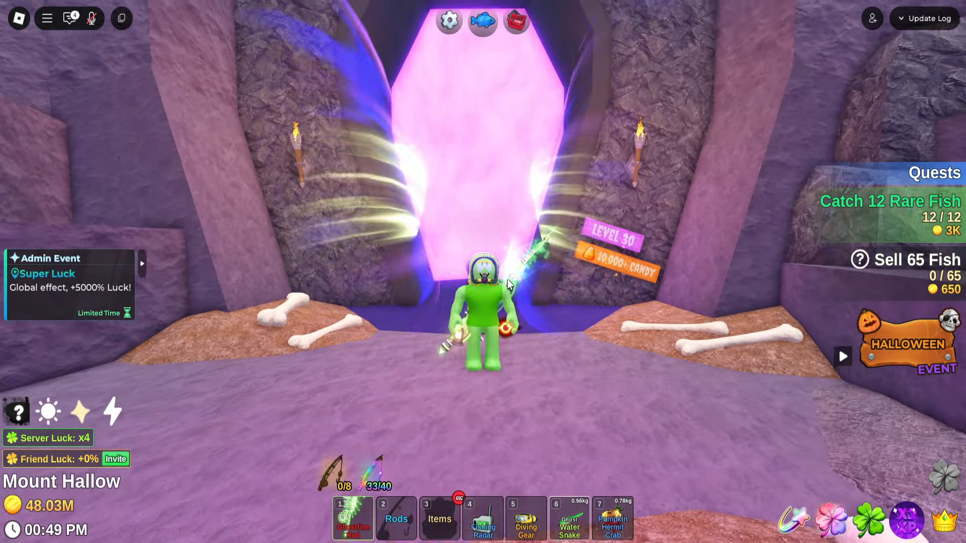 Access the Crystal Cavern (Image via Roblox Corporation)