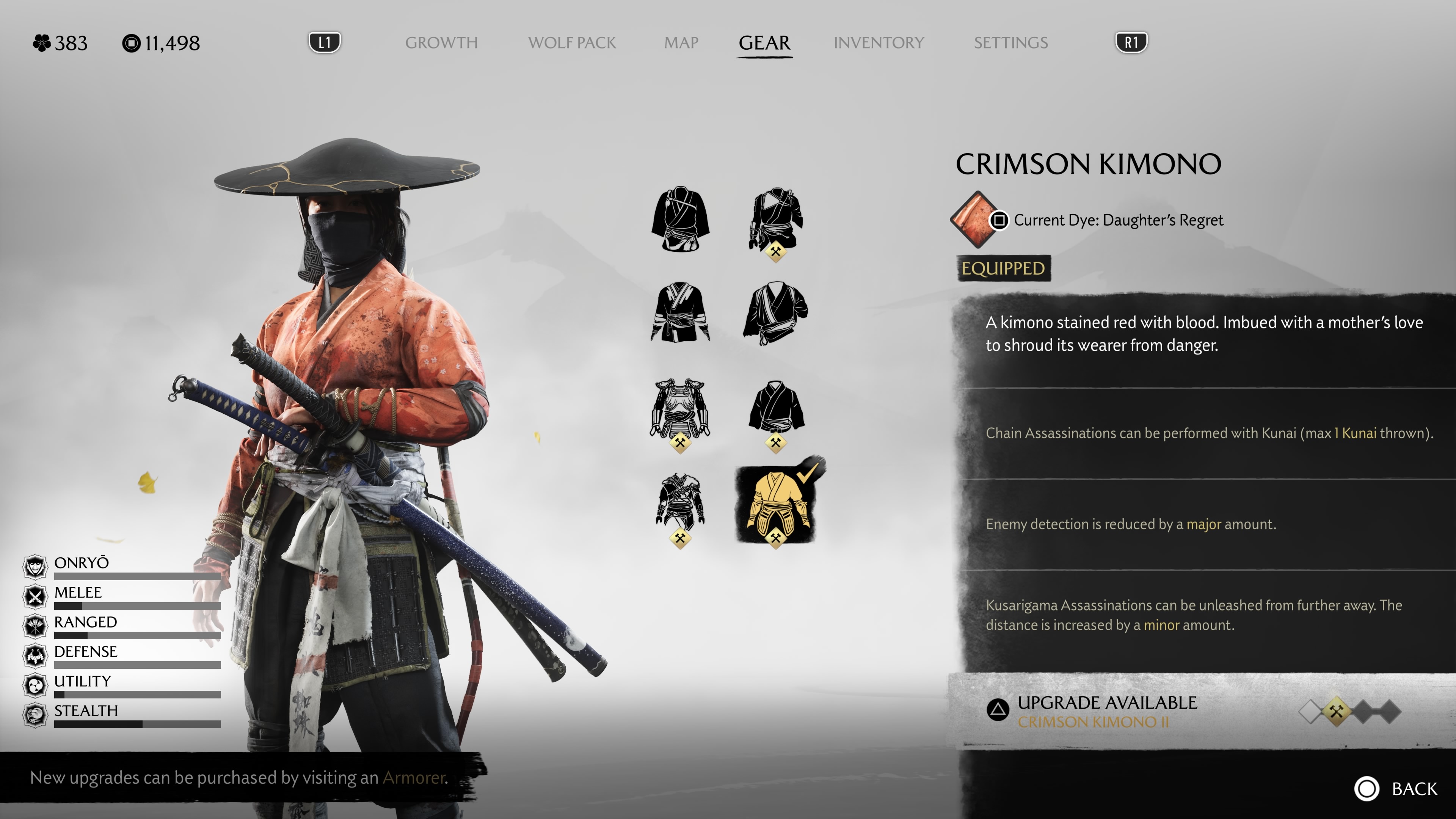 Character customization options using floral currency (Image via Sucker Punch Productions)