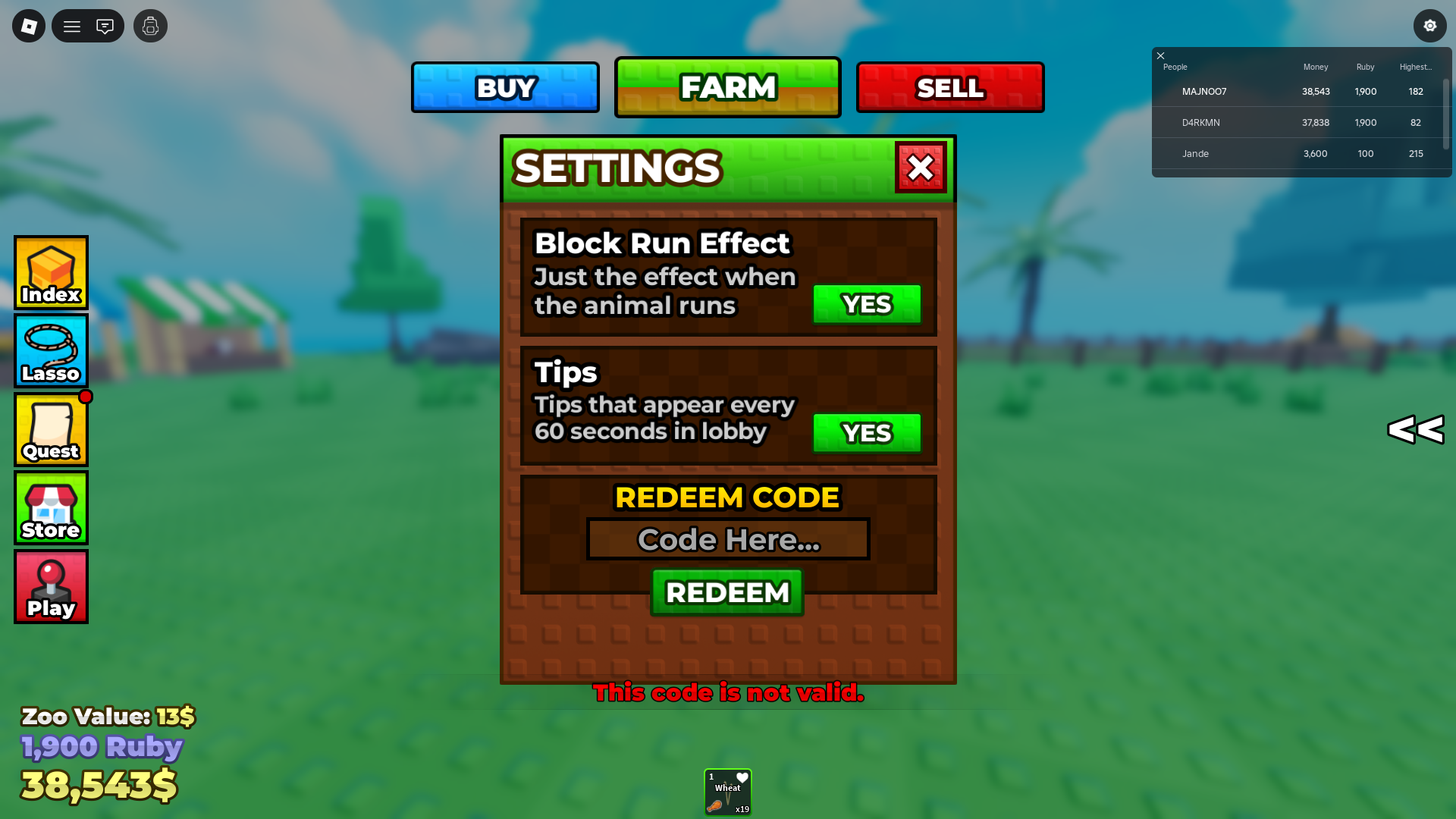 Animal collection interface in-game