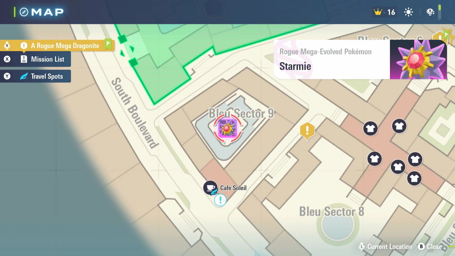 Rogue Mega Starmie's Position (Visual Credits: TPC | @ZaFrostPet/YouTube)