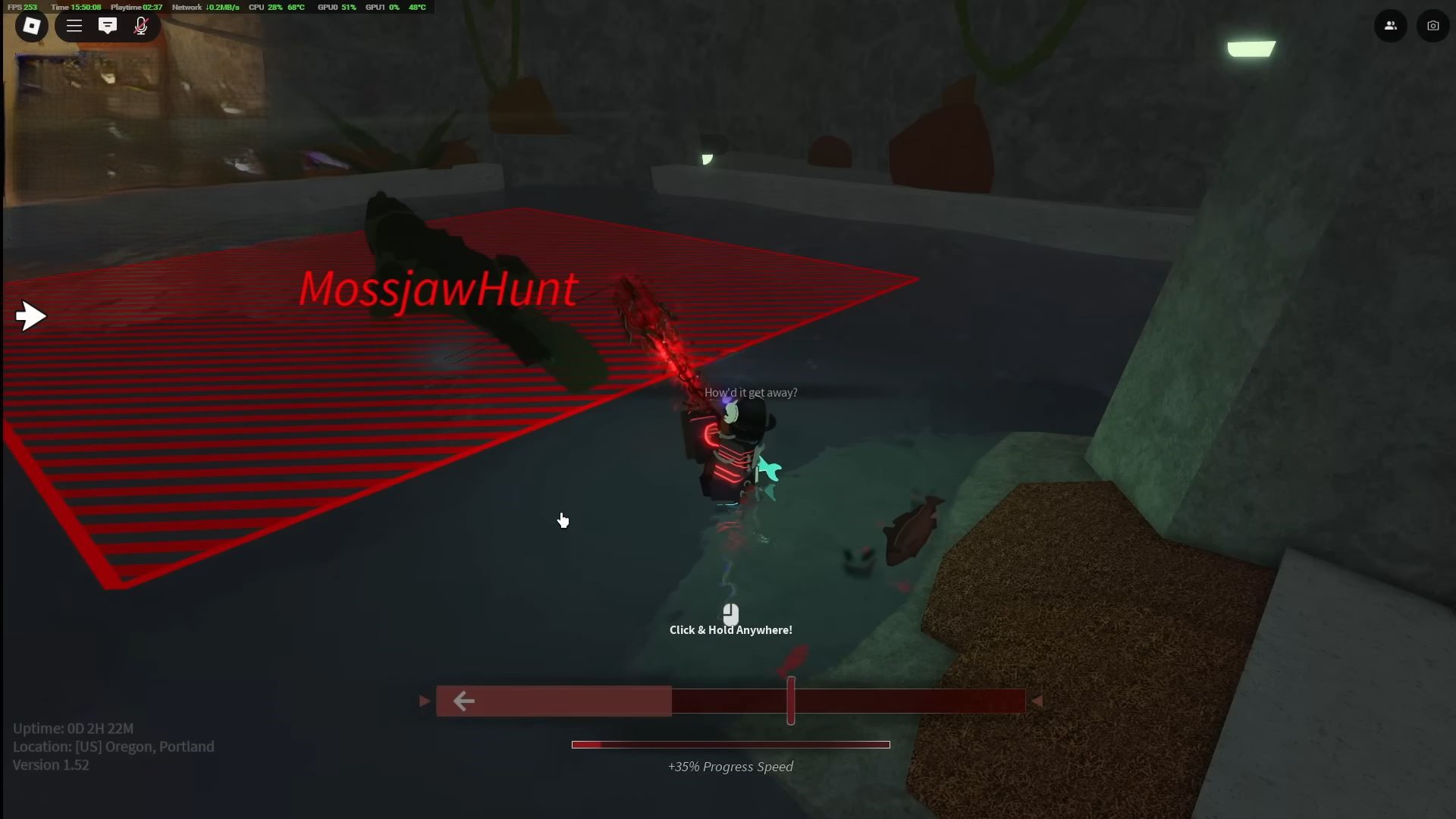 Mossjaw fishing (Image via Roblox Corporation)