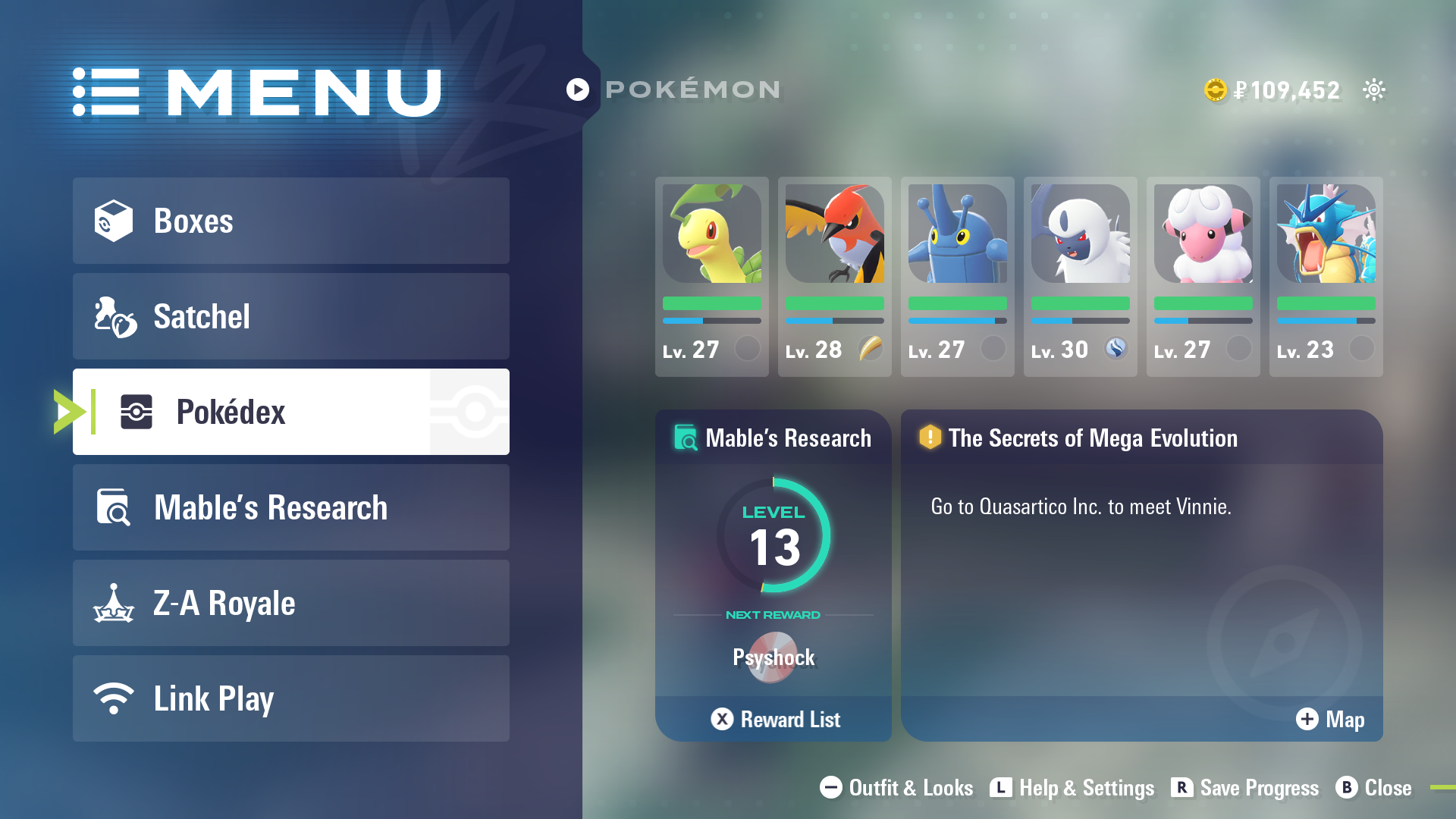 Item menu during active combat