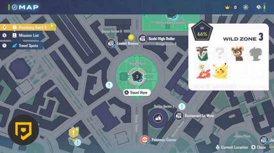 Pokémon ZA wild zone 3's location in the middle of Lumiose City