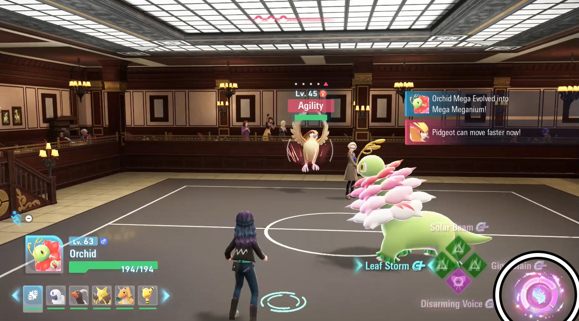 Mega Power highlighted by a circle in the bottom right-hand corner in Pokémon Legends: Z-A.