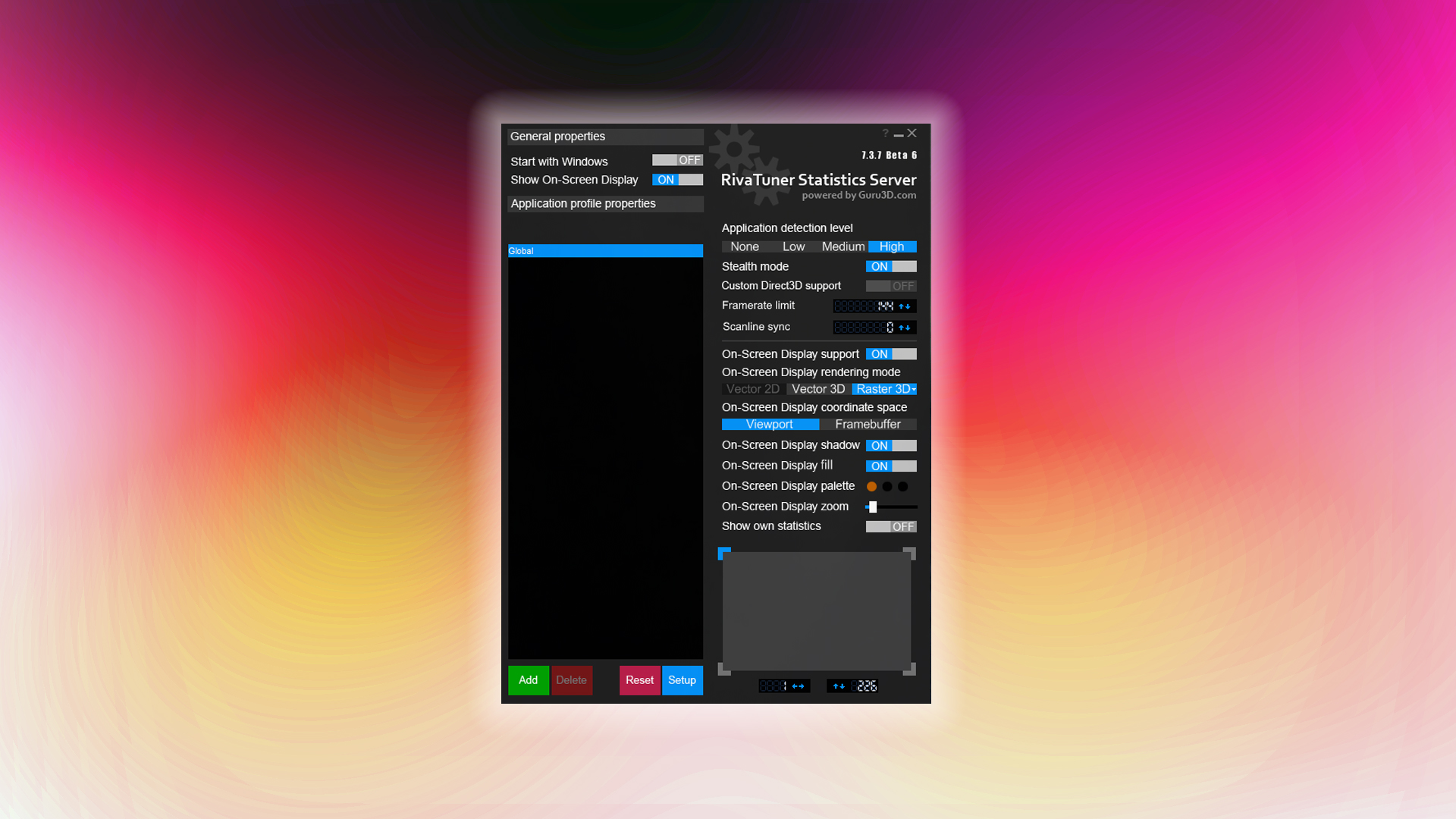 Frame Rate Limitation Interface