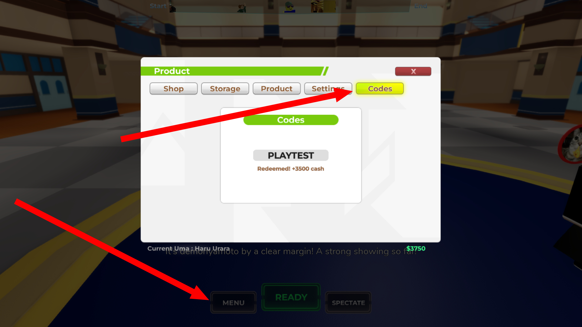 Redeeming the codes (Image via Roblox Corporation) (1)