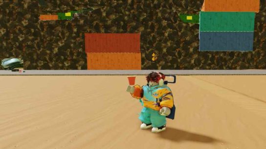 A player holding an item in Dump