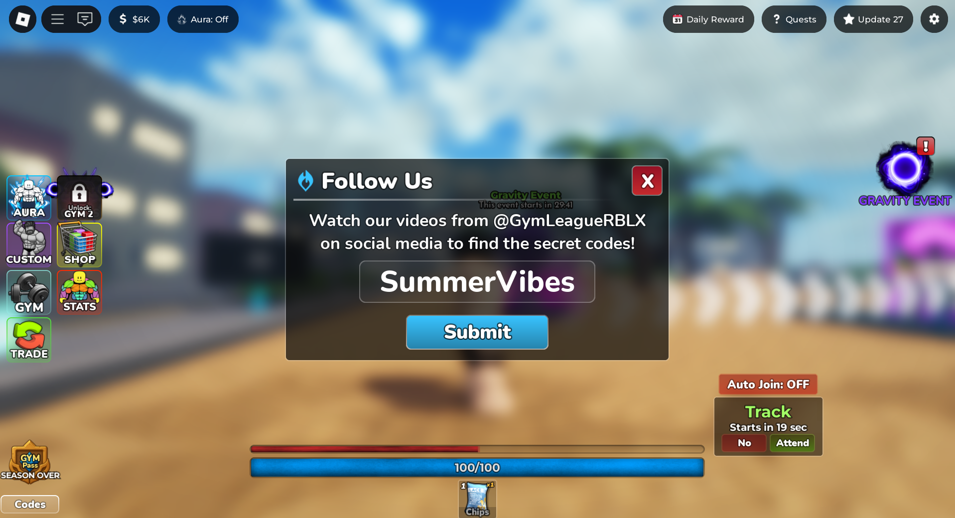 Redeeming Codes (Image via Roblox Corporation)