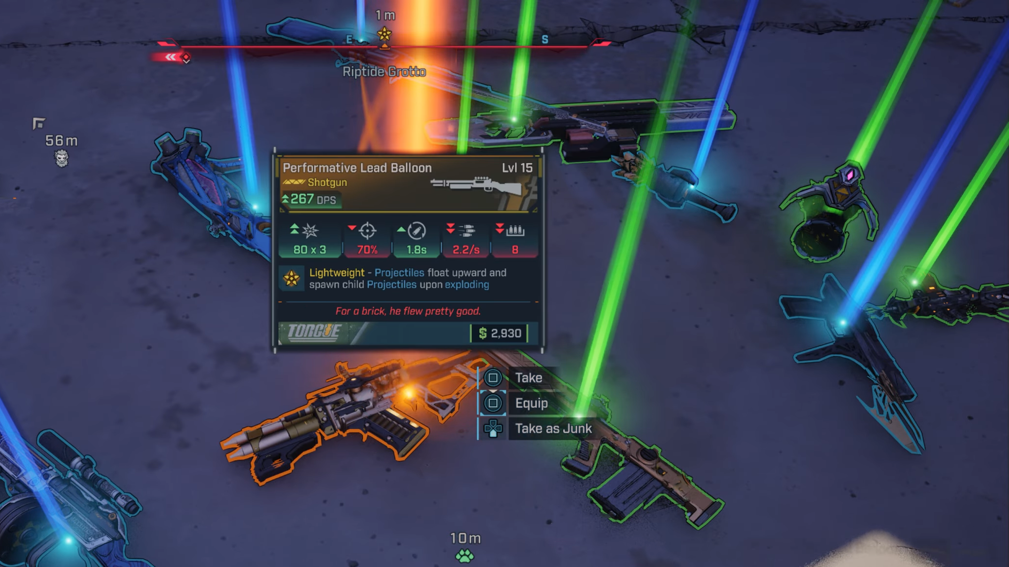 Legendary weapon drops from Splashzone boss (Image via 2K Games)