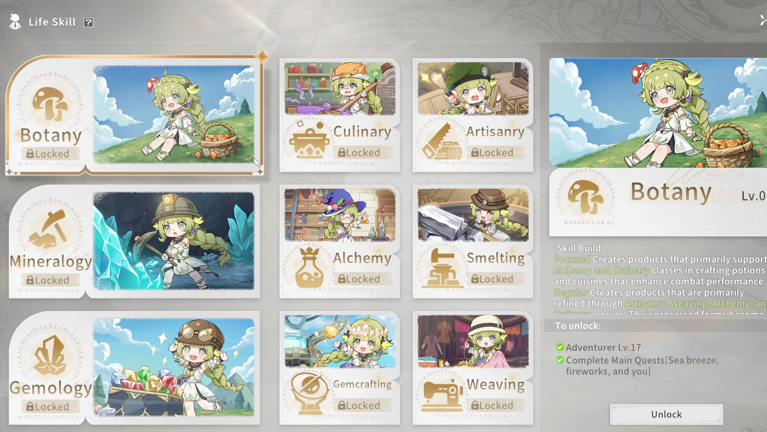All Life Skills available in Blue Protocol Star Resonance (Image via A Plus Japan)