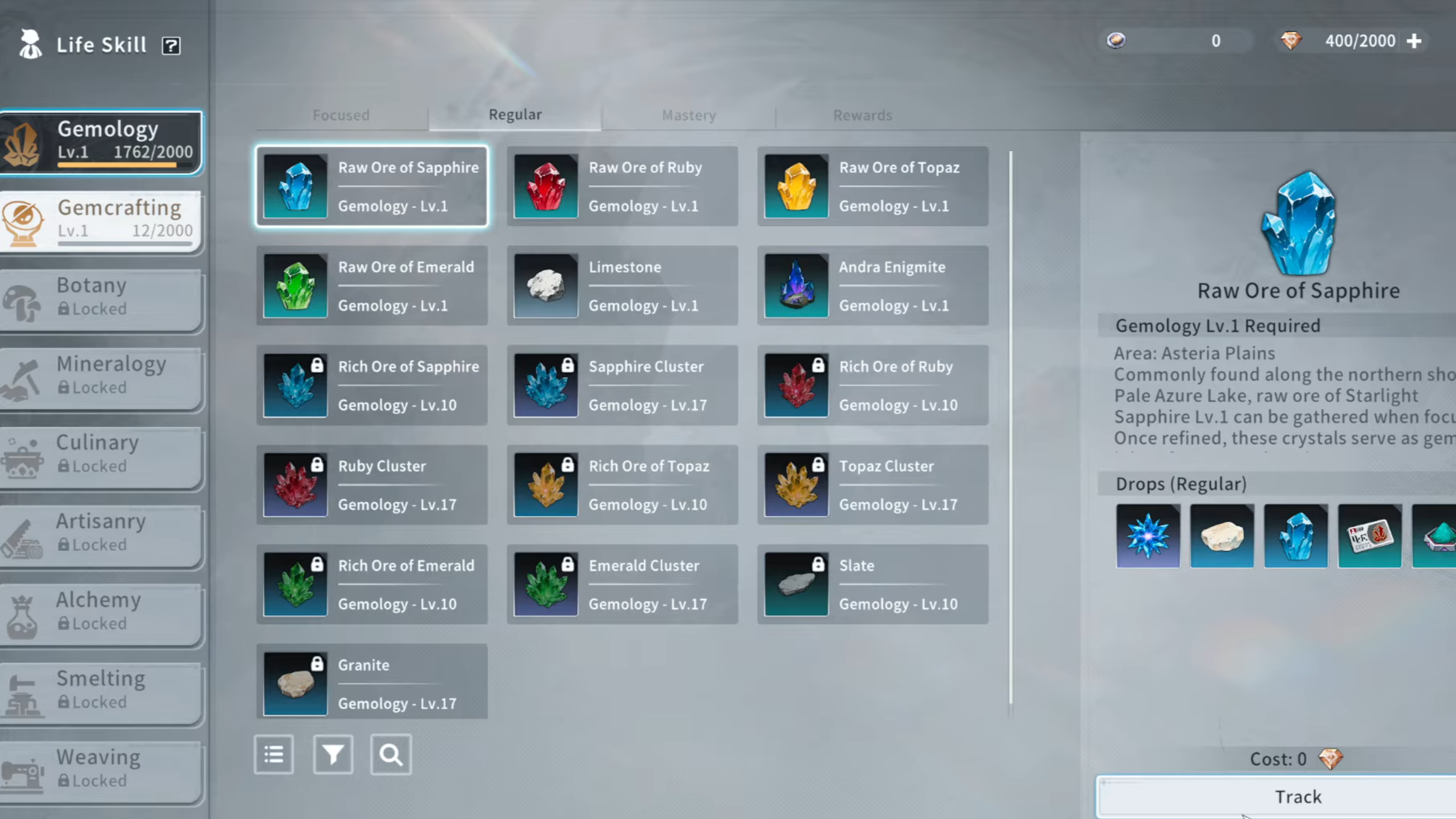 Mineral tracking interface options