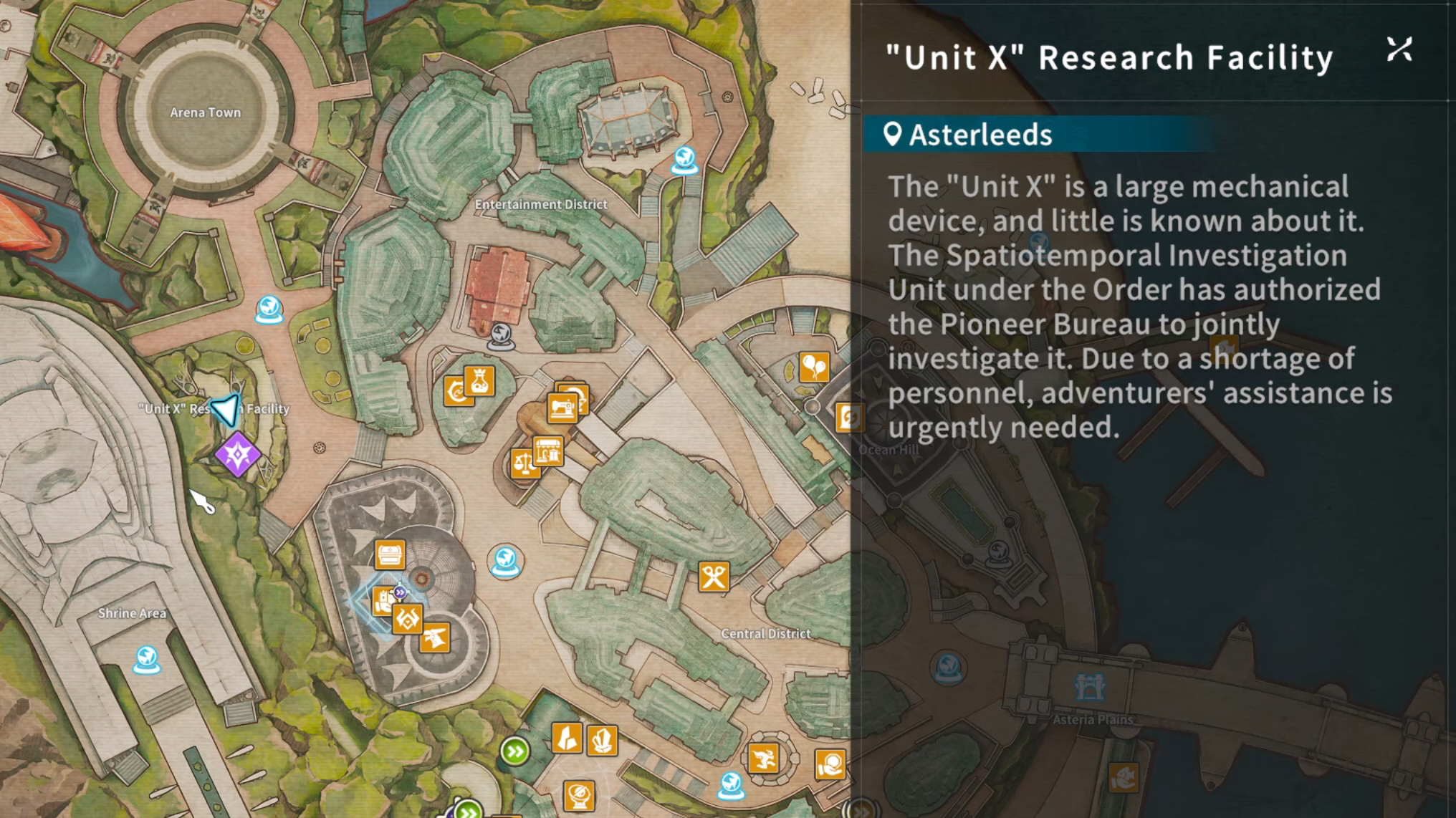 Unit X Research Facility location on Map (Image via A Plus Japan)