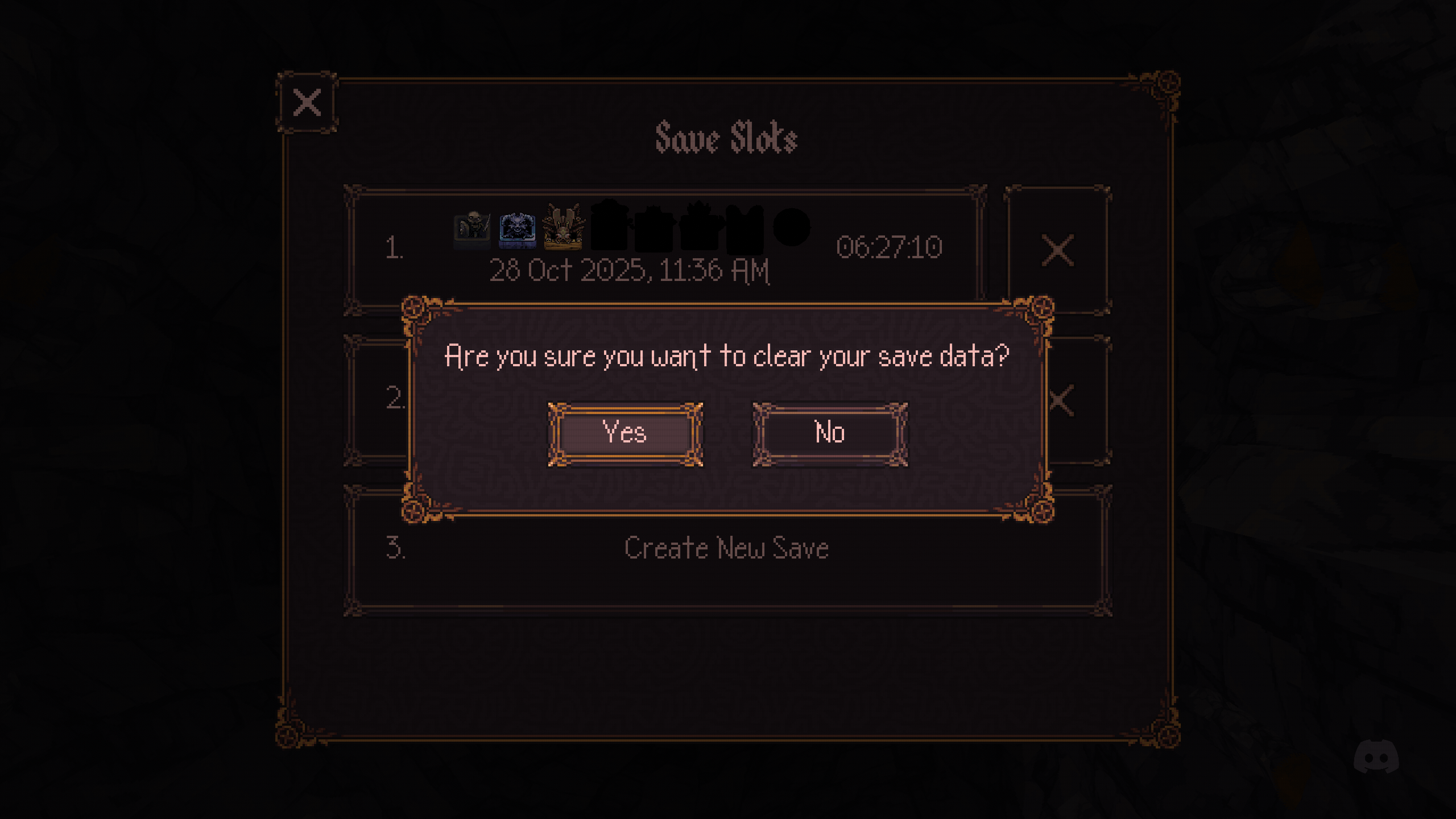 Save deletion confirmation screen in Ball X Pit