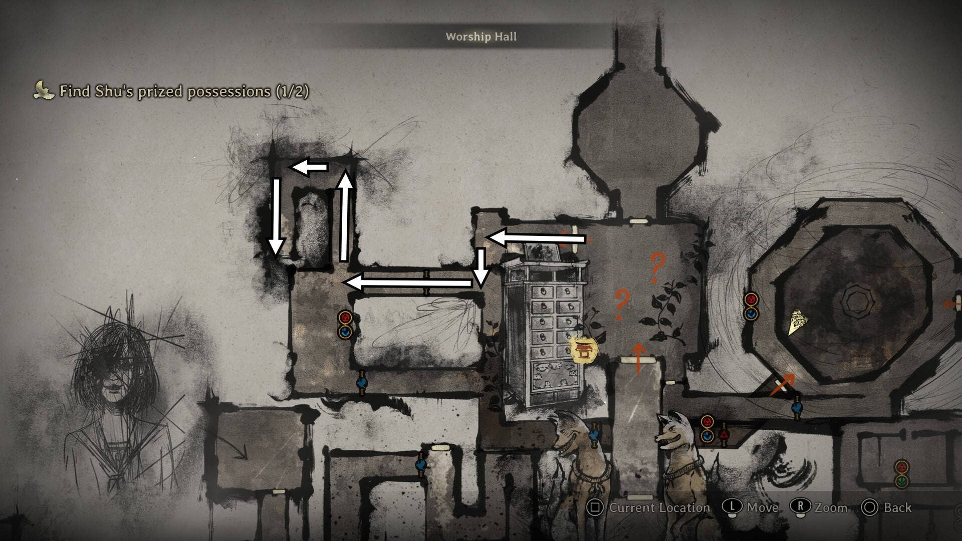 Pathway to hidden artwork marked on archival map