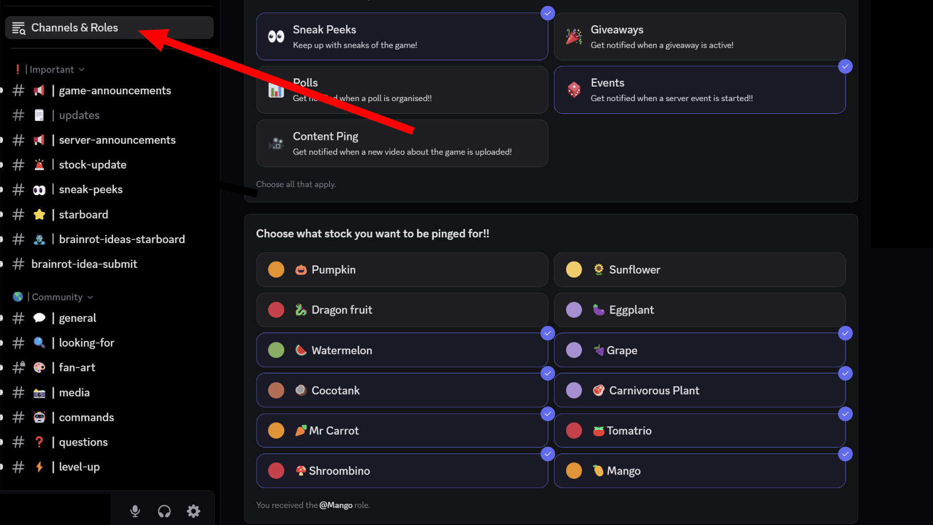 Stock notifier on Discord (Image via Roblox Corporation)